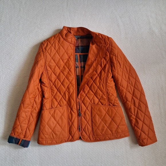 L.L. Bean Jackets & Blazers - l.l. bean sig orange diamond quilted jacket plaid old money barn chore fall 2